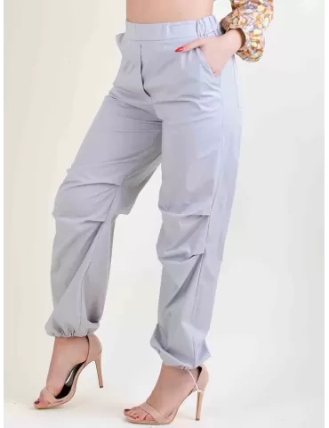 Amethist Italian Clothing | Pearl grey cotton cargo trousers 2