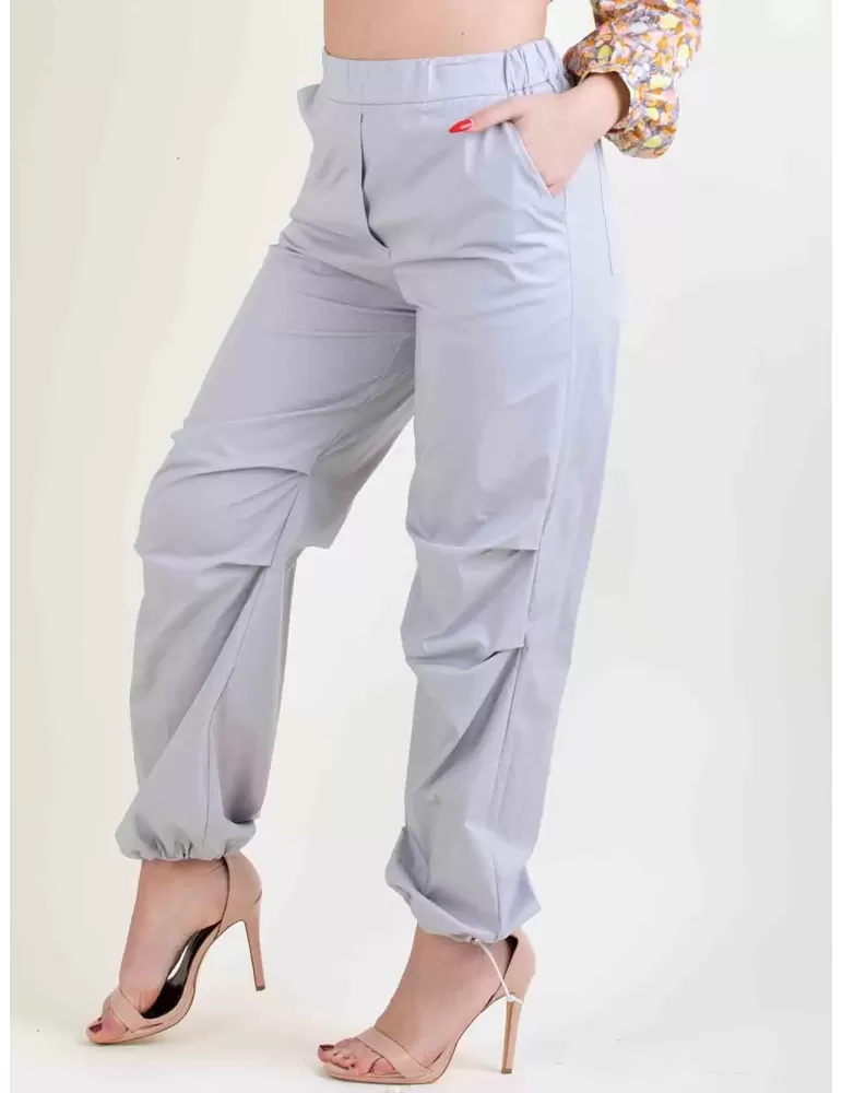 Pantaloni cargo in cotone grigio perla Amethist Abbracciavento boutique