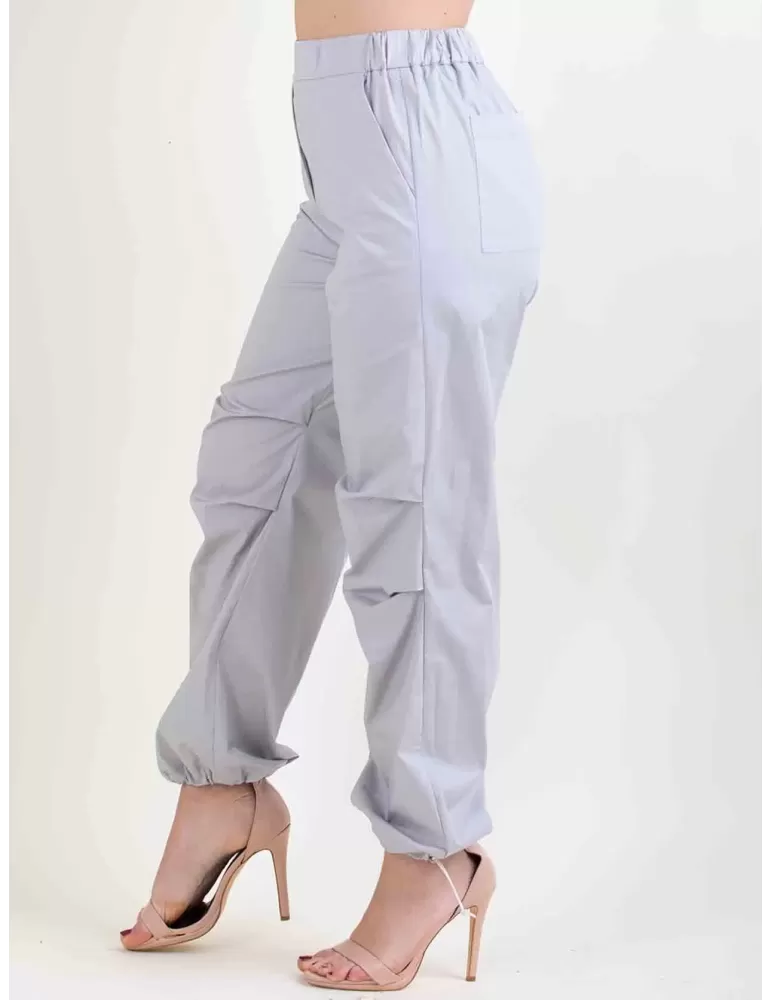 Pantaloni cargo in cotone grigio perla Amethist Abbracciavento boutique