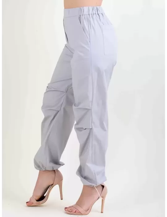 Pantaloni cargo in cotone grigio perla Amethist Abbracciavento boutique