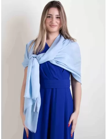Nicki Colombo 2024 | Sciarpa stola pashmina misto cashmere celeste