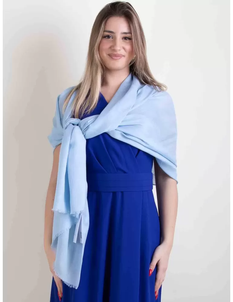 Nicki Colombo | Light blue modal cashmere large pashmina scarf Nicki Colombo | Light blue modal cashmere large pashmina scarf