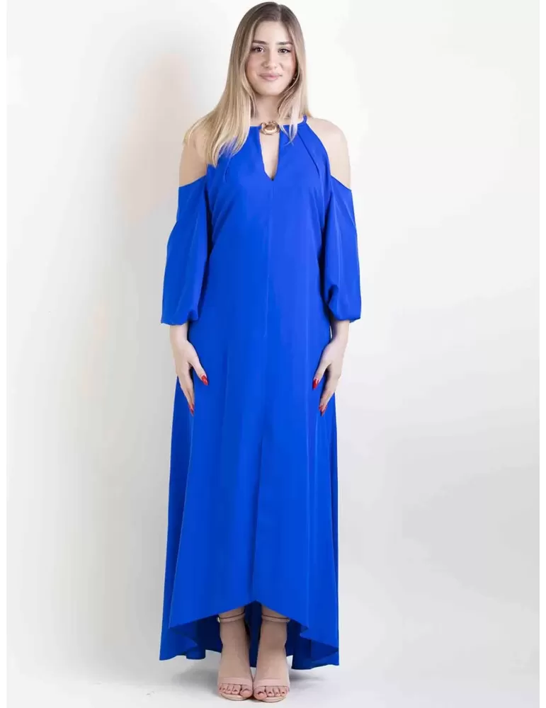 Royal blue large dress front split and long sleeves by Casting Royal blue large dress front split and long sleeves by Casting