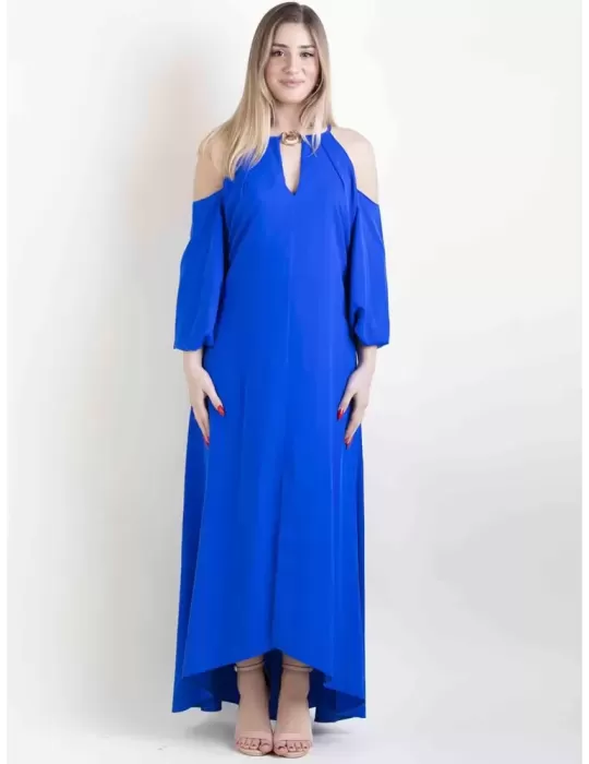 Royal blue large dress front split and long sleeves by Casting Royal blue large dress front split and long sleeves by Casting