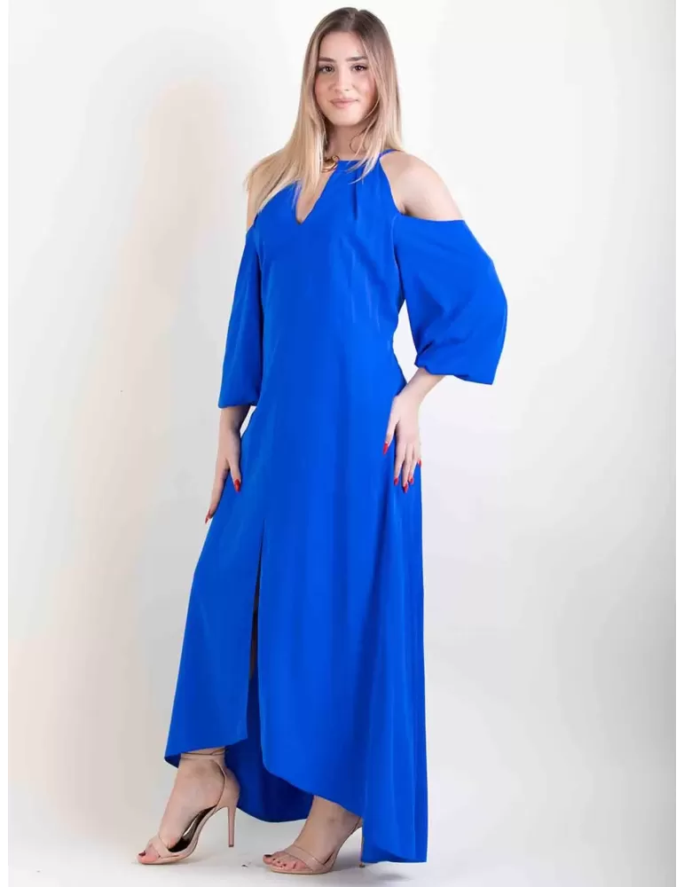 Royal blue large dress front split and long sleeves by Casting