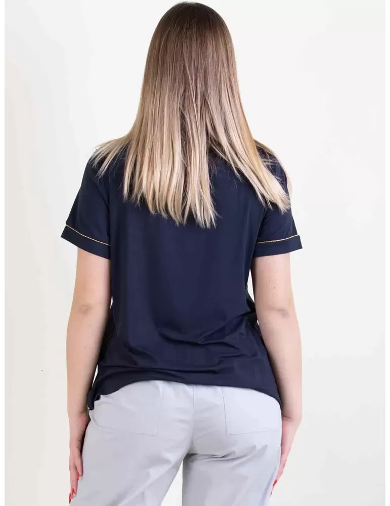 T-shirt bianca stampa e borchie oro fino tg 54 | Volpato