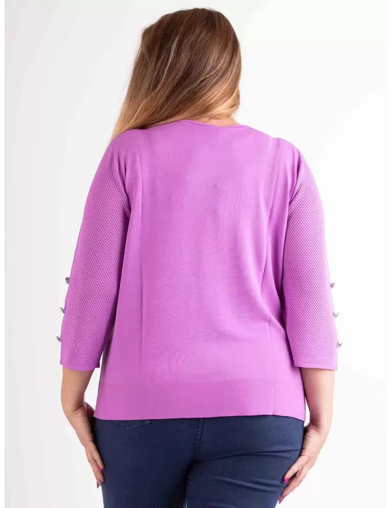 Maglia lilla filato sottile maniche traforate fino tg 54 | Riva Tricot