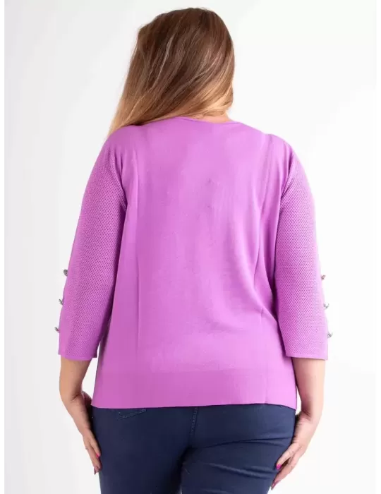 Riva Tricot Italy| Lilac crew neck light pullover jumper sweater plus