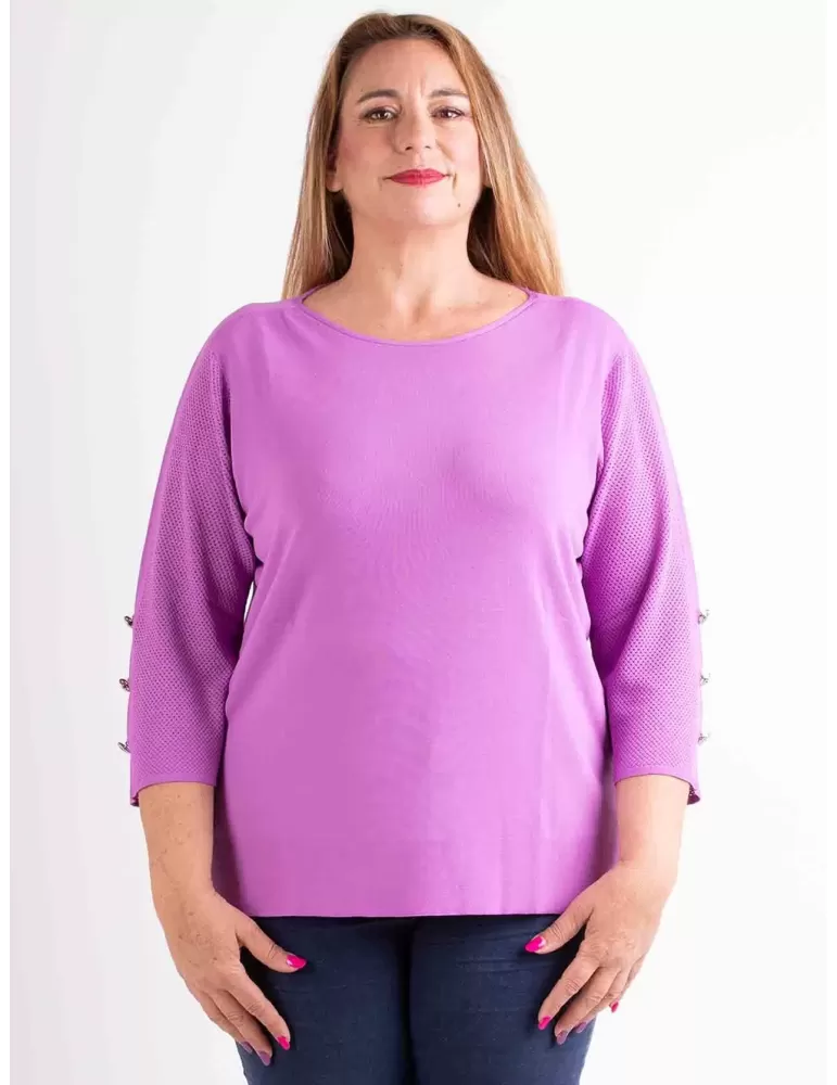 Maglia lilla filato sottile maniche traforate fino tg 54 | Riva Tricot Maglia lilla filato sottile maniche traforate fino tg 54 | Riva Tricot