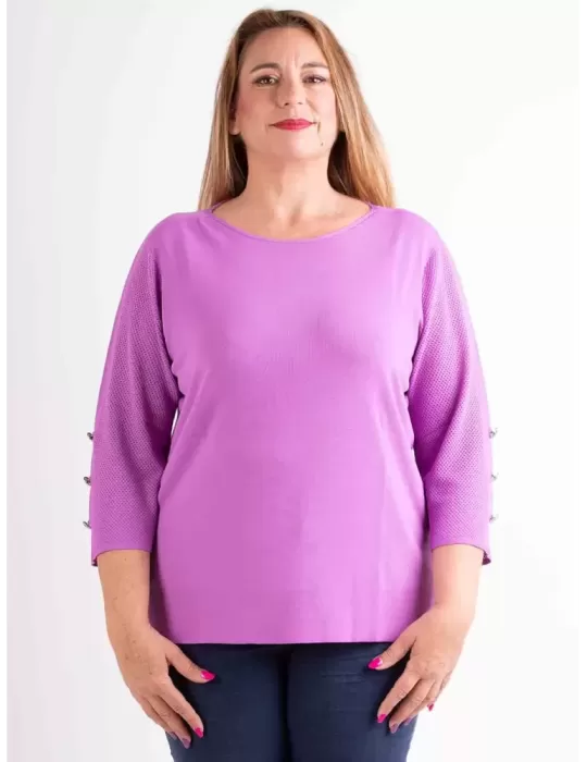 Riva Tricot Italy| Lilac crew neck light pullover jumper sweater plus Riva Tricot Italy| Lilac crew neck light pullover jumper sweater plus