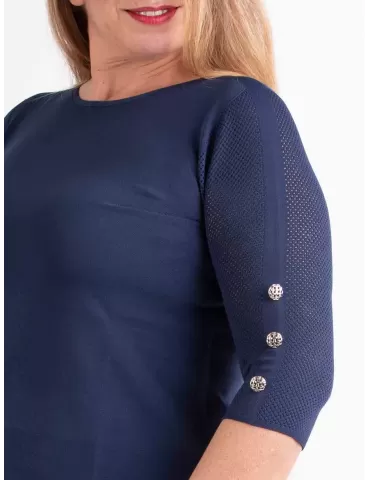 Riva Tricot | Dark blue crew neck light pullover jumper sweater 2