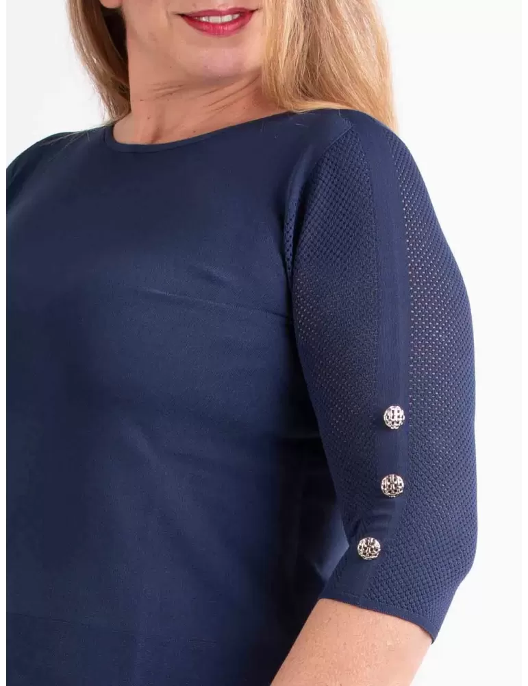 Riva Tricot dark blue viscose crew neck light jumper sweater