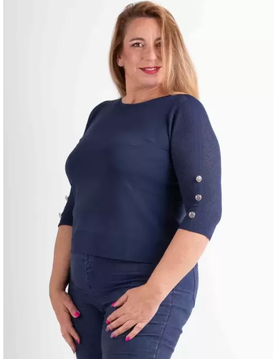 Riva Tricot dark blue viscose crew neck light jumper sweater