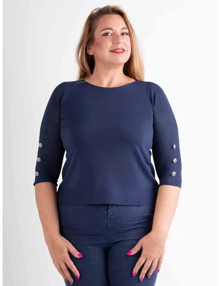 Riva Tricot Dark blue crew neck light pullover jumper sweater