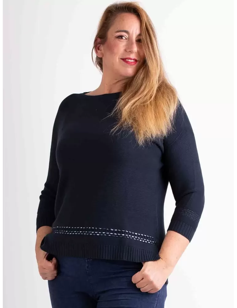 Riva Tricot dark blue crewneck pullover cotton sweater Riva Tricot dark blue crewneck pullover cotton sweater