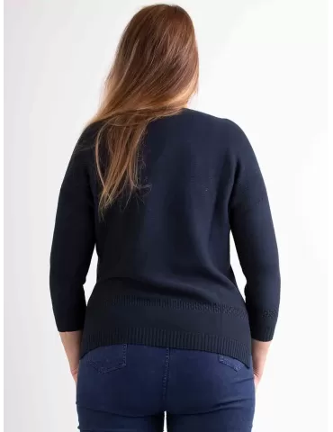 Riva Tricot dark blue crewneck pullover cotton sweater 2