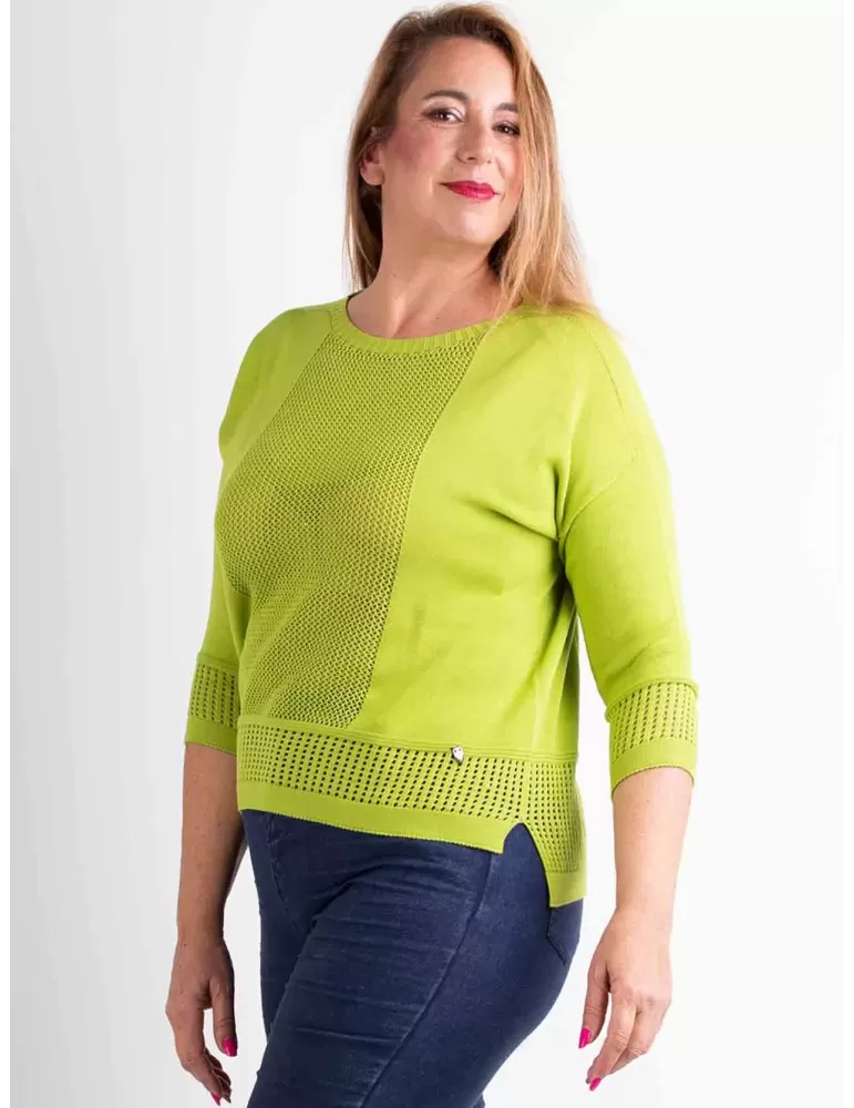 Riva Tricot maglieria | Pullover verde puro cotone maglia artigianale