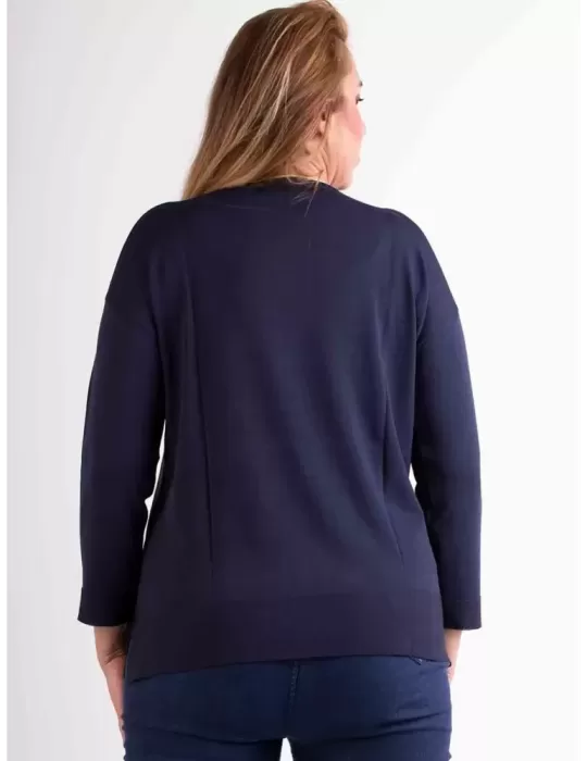 Riva Tricot Italy dark blue polka dots cotton sweater