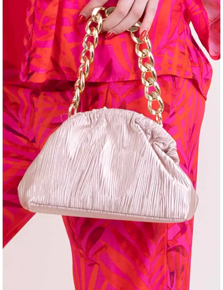 Granny purse pink silk bag with golden chain | Anna Cecere aca651 Granny purse pink silk bag with golden chain | Anna Cecere aca651