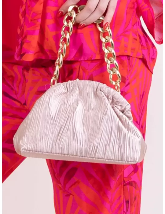 Anna Cecere granny purse pink silk bag with golden chain Anna Cecere granny purse pink silk bag with golden chain