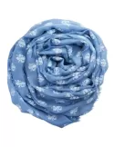 Light blue Florence's logo pattern modal large pashmina scarf