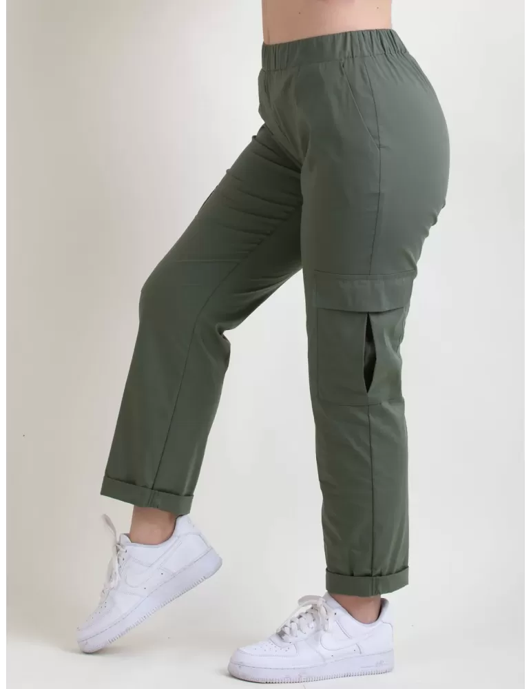 Pantaloni cargo verde militare in cotone | Abbracciavento boutique