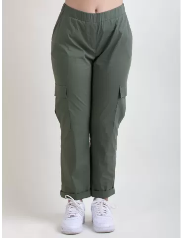 Pantaloni cargo verde militare in cotone | Abbracciavento boutique