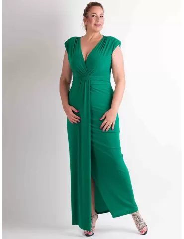 Casting emerald green bodycon long sheath dress