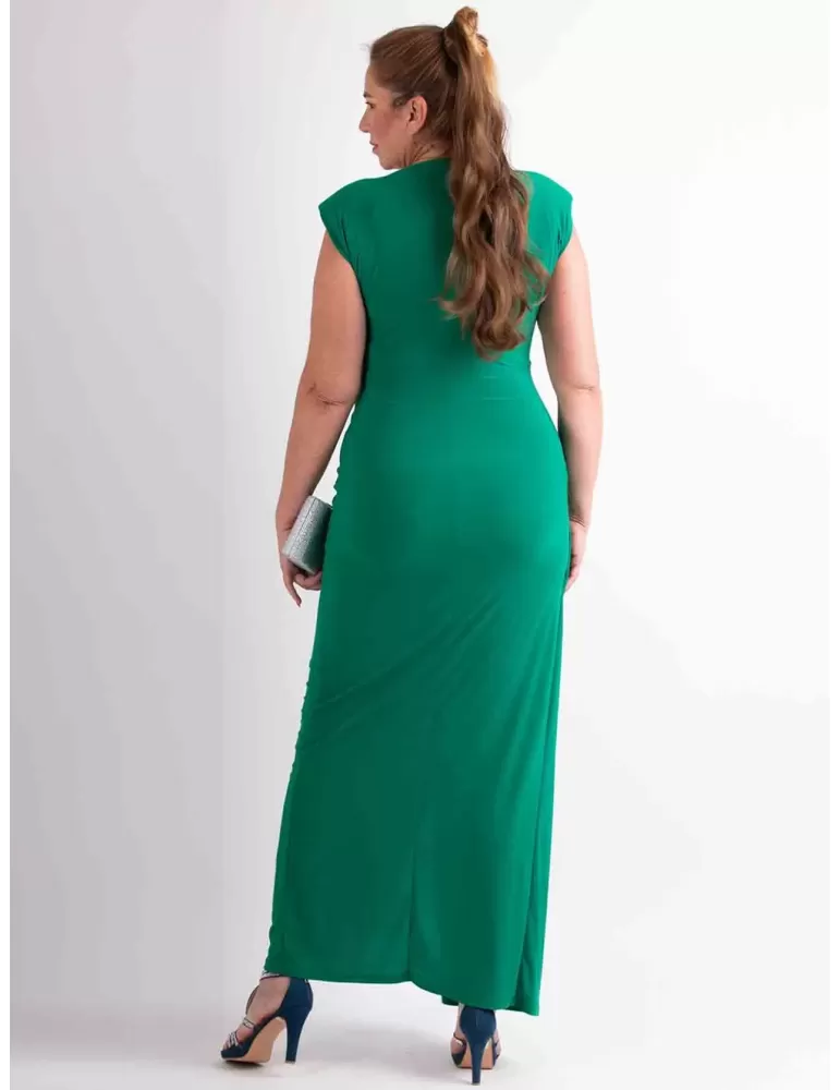 Casting emerald green bodycon long sheath dress