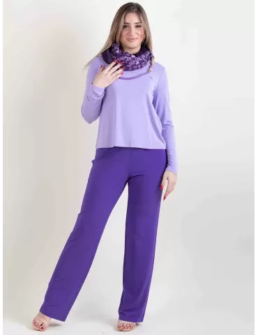 Amethist plain lilac bamboo fabric long sleeves shirt 2