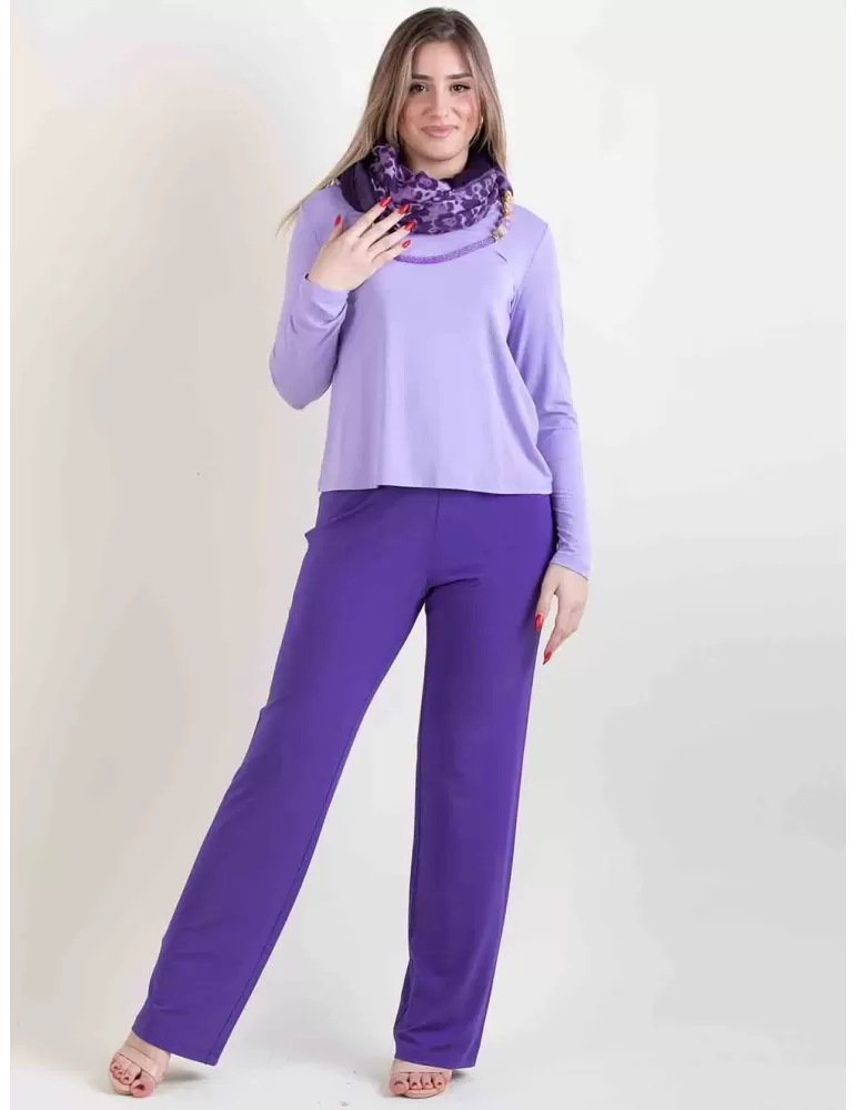 Amethist plain lilac bamboo fabric long sleeves shirt