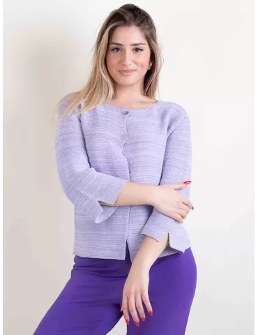 Volpato Italian Knitwear | Lilac cotton jacket with lurex thread 2