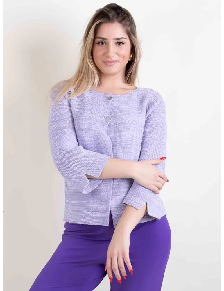 Volpato Maglieria | Cardigan chanel lilla a due bottoni fino tg 58