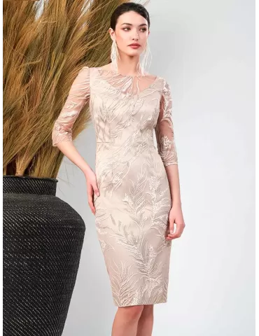 Sonia Pena 1240032 | Plus size gold lace formal dress and jacket suit 2