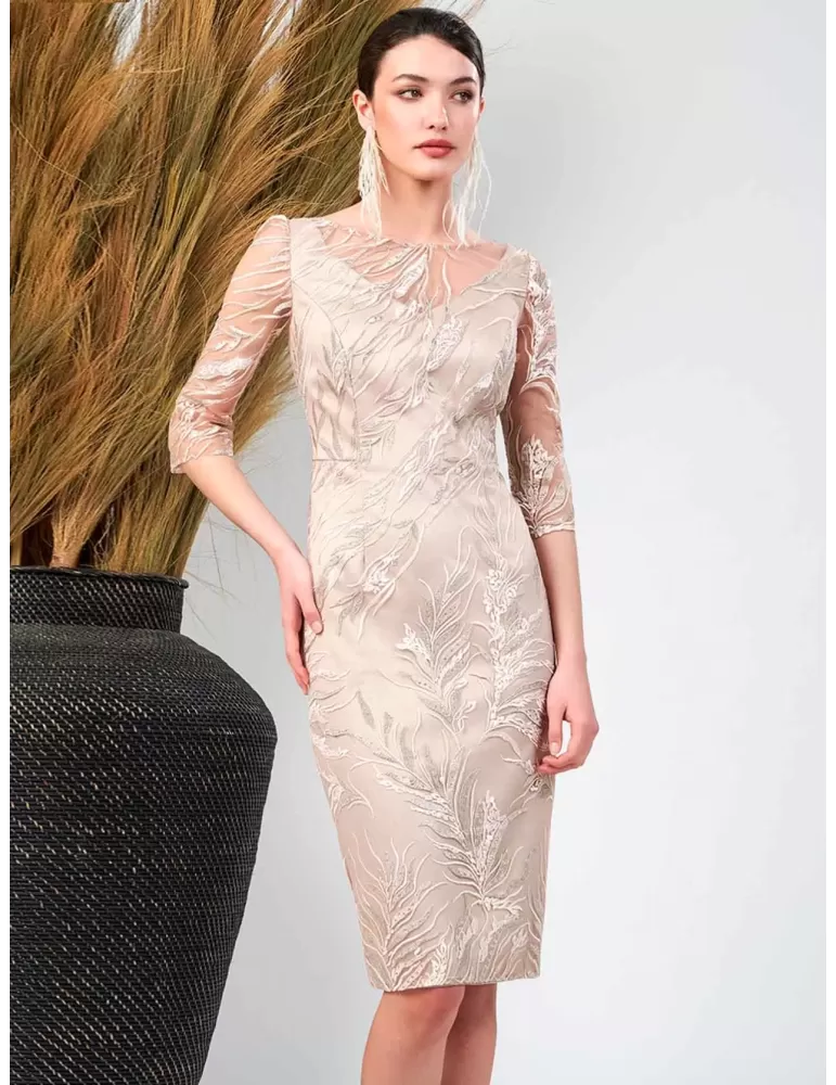 Sonia Pena 1240032 Completo cerimonia in pizzo champagne fino tg 56