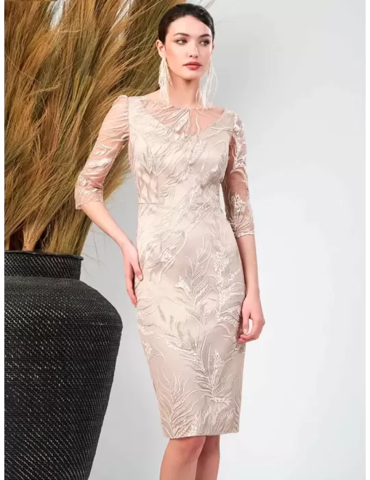 Sonia Pena 1240032 beige lace formal dress and jacket suit