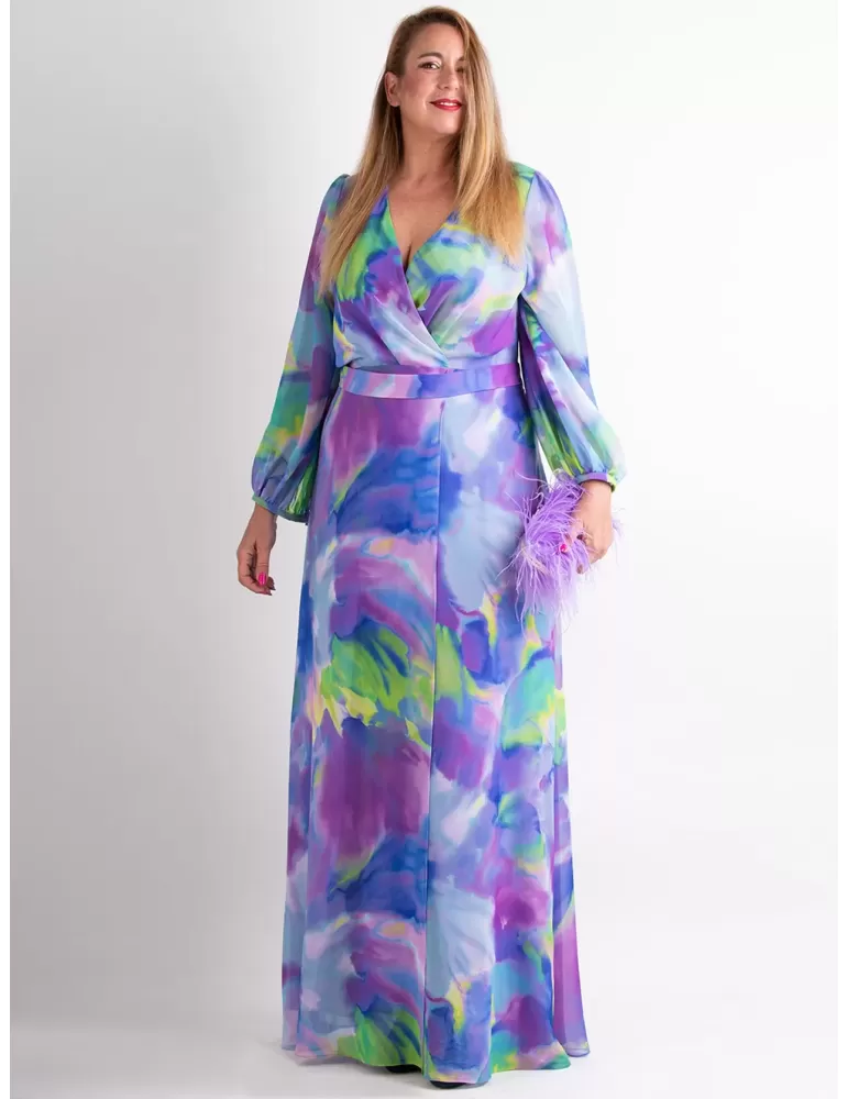 Evassè by Costura Europea | Abito lungo floreale con spacco in chiffon Evassè by Costura Europea | Abito lungo floreale con spacco in chiffon