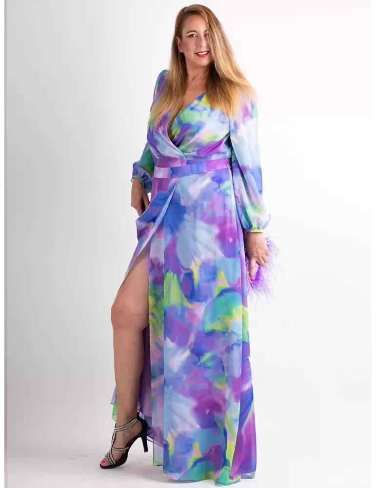 Evassè by Costura Europea | Abito lungo floreale con spacco in chiffon