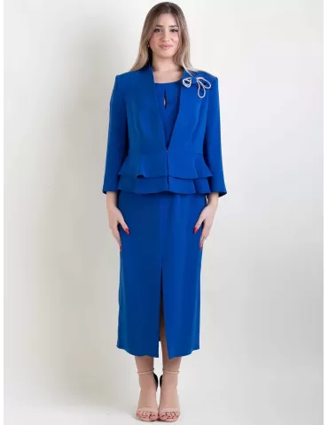 Sonia Pena 1240033 | Completo cerimonia abito midi e giacca blu elettrico