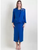 Sonia Pena 1240033 | Royal blue formal midi dress suit | Plus size