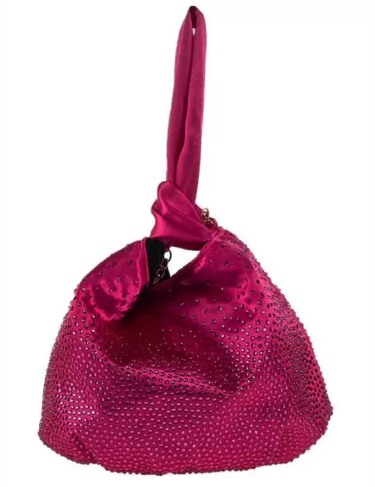 Anna Cecere bags | Borsa sacchetto da polso in raso fucsia con strass Anna Cecere bags | Borsa sacchetto da polso in raso fucsia con strass