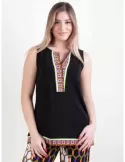 Piero Moretti black viscose top with profiles