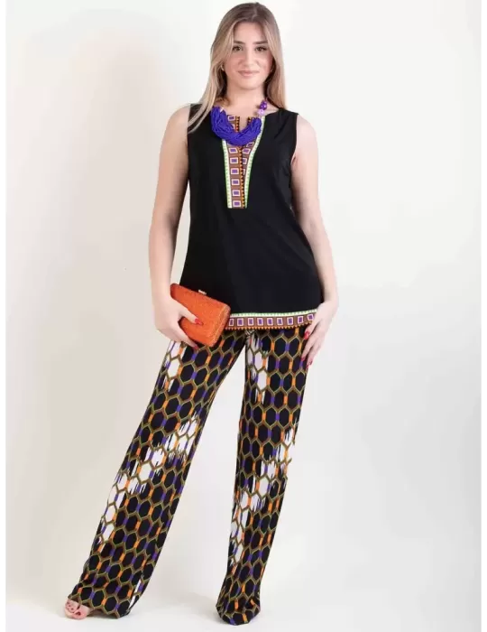Piero Moretti black viscose top with profiles
