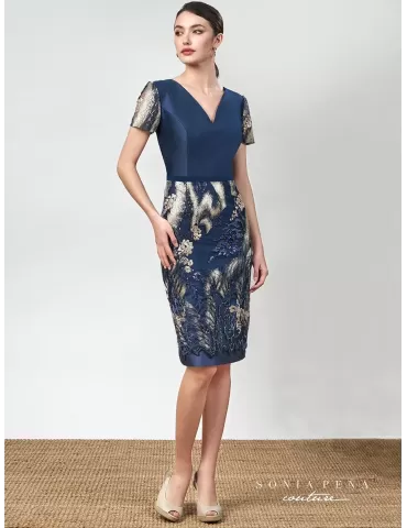 Blue and gold organza silk formal dress and duster suit 2