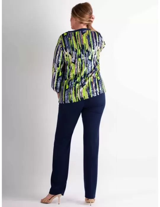 Evassè multi colour sequins two piece formal pants set