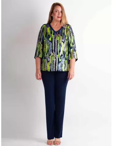 Plus size multi color sequin two pieces formal trouser suit by Evassè