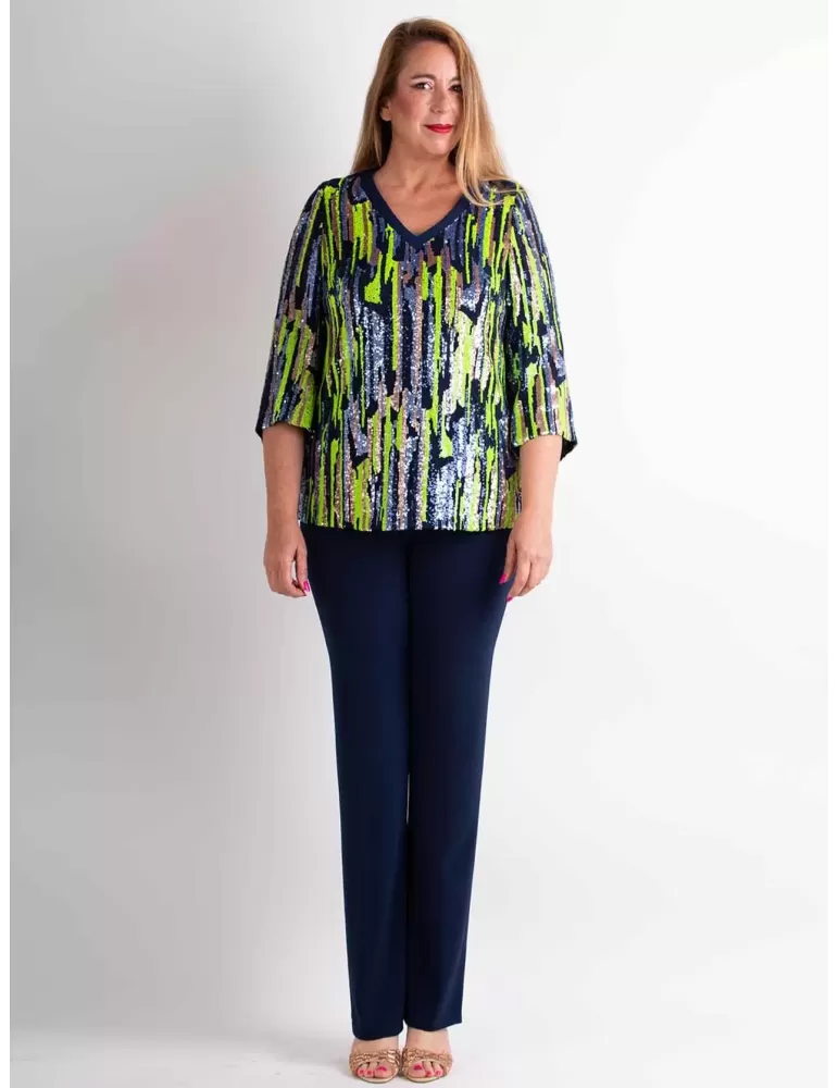 Evassè multi colour sequins two piece formal pants set Evassè multi colour sequins two piece formal pants set