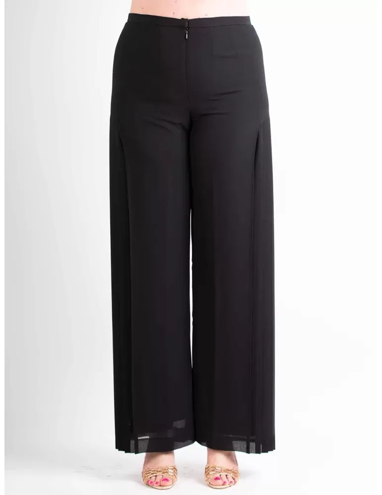 Piero Moretti black silk palazzo long trousers