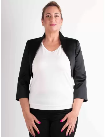Shop on line Sonia Pena 1240103 black mikado silk bolero jacket 2