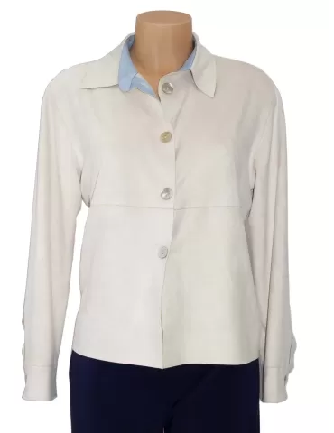 Riva Tricot beige and light blue suede jacket shirt plus size available